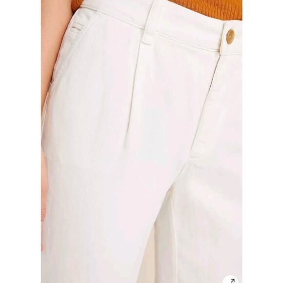 Anthropologie Scout Pleated Trouser Pants Ivory  Women’s 27 Cropped Straight Leg - Picture 3 of 13